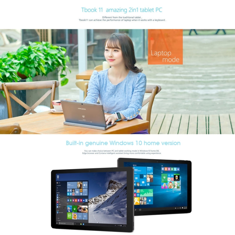 Teclast Tbook 11 Tablet, 10.6 inch, 4GB+64GB, Handwriting Android 5.1 + Windows 10 Intel Cherry Trail X5-Z8300 Quad Core 1.84GHz, RAM: 4GB(Grey)