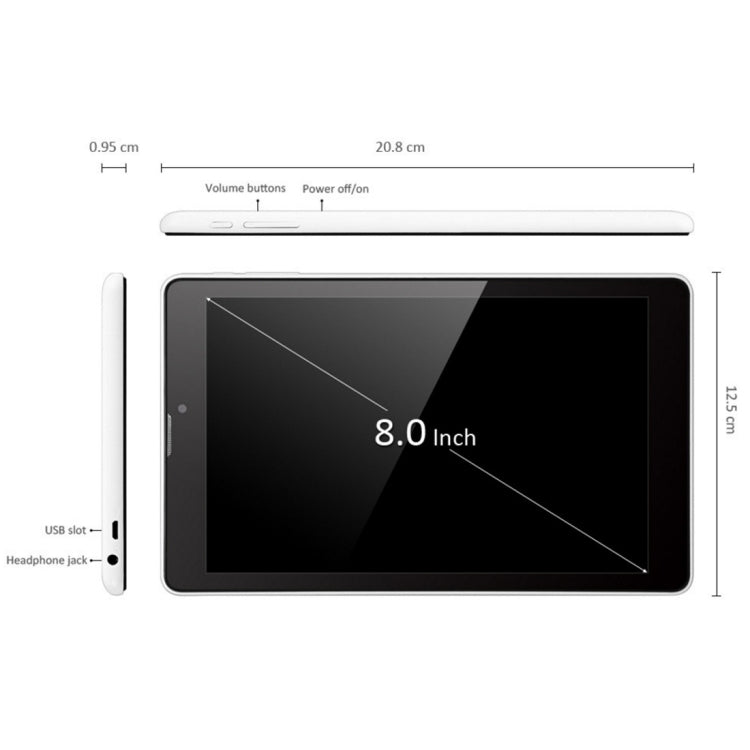 Teclast P80, 1GB+8GB, 8.0 inch Android 5.1 3G Phone Call, Intel x3-C3230 Quad Core 1.2GHz, Network: 3G (Black + White)