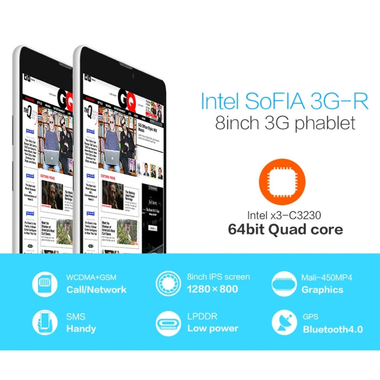 Teclast P80, 1GB+8GB, 8.0 inch Android 5.1 3G Phone Call, Intel x3-C3230 Quad Core 1.2GHz, Network: 3G (Black + White)