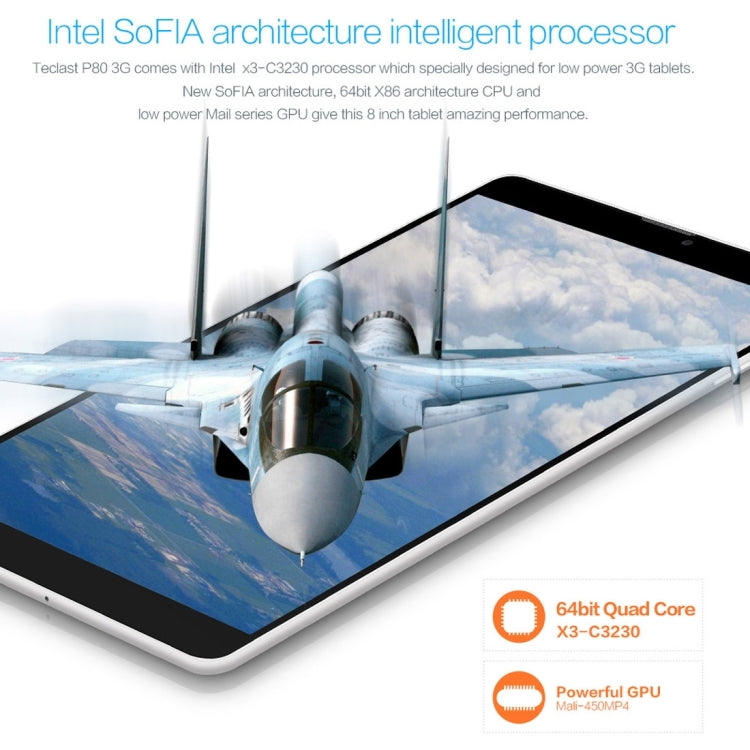 Teclast P80, 1GB+8GB, 8.0 inch Android 5.1 3G Phone Call, Intel x3-C3230 Quad Core 1.2GHz, Network: 3G (Black + White)