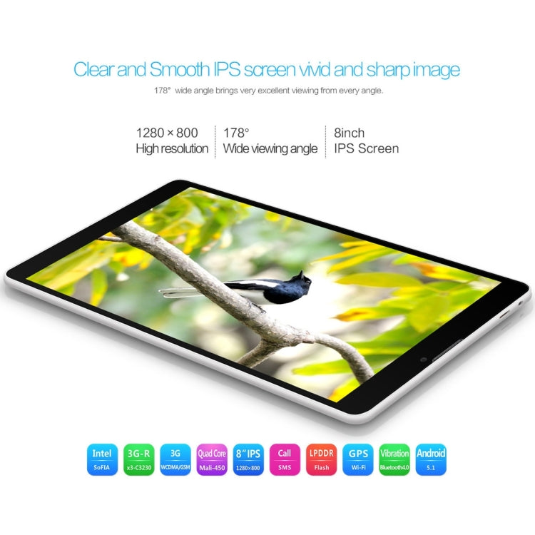 Teclast P80, 1GB+8GB, 8.0 inch Android 5.1 3G Phone Call, Intel x3-C3230 Quad Core 1.2GHz, Network: 3G (Black + White)