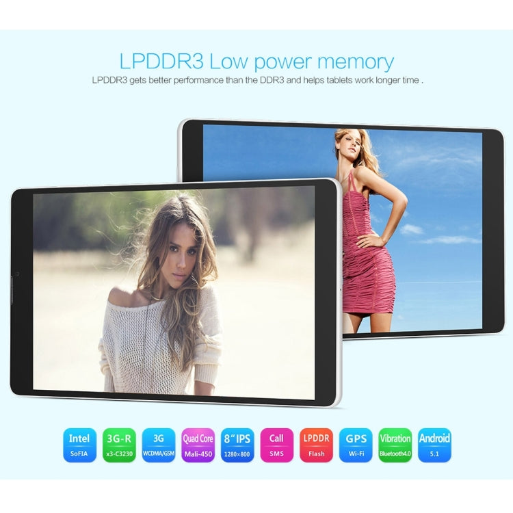 Teclast P80, 1GB+8GB, 8.0 inch Android 5.1 3G Phone Call, Intel x3-C3230 Quad Core 1.2GHz, Network: 3G (Black + White)