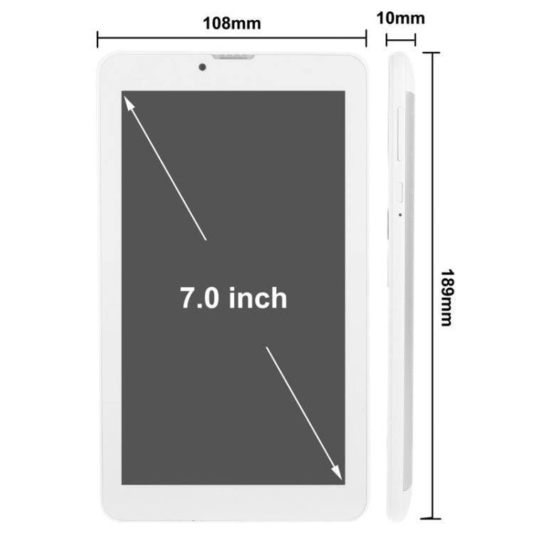 Soulycin S8, 7.0 inch, 512MB+8GB, 3G + Phone Call Android 6.0, SC7731 Quad Core, OTG, Dual SIM, GPS, WIFI, Bluetoot(Silver)