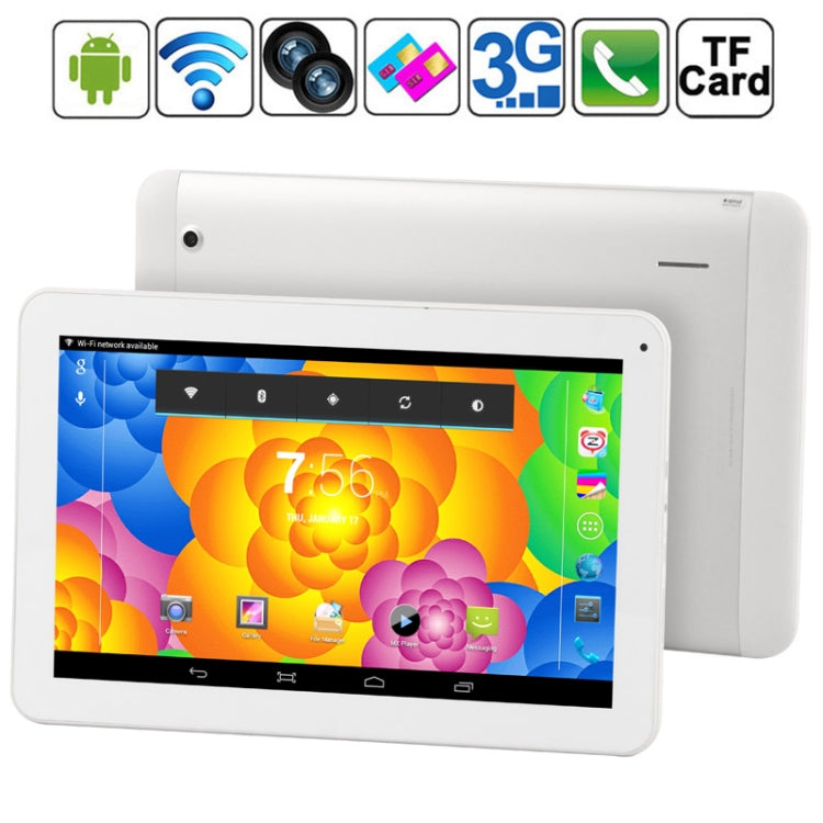 Ainol NUMY 3G AX10T Tablet PC 8GB, 10.1 inch Android 4.4.2 3G Phone Call, CPU: MT8382 1.3GHz Quad Core, RAM: 1GB, GPS, Dual SIM, WCDMA & GSM(White)