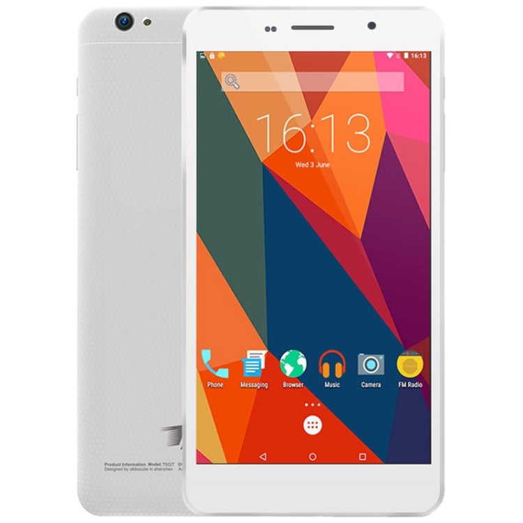 Cube T6 Tablet PC 8GB, 6.98 inch Android 5.1, MT8735 Quad Core 1.0GHz, RAM: 1GB, Dual SIM, Phone Call(White)