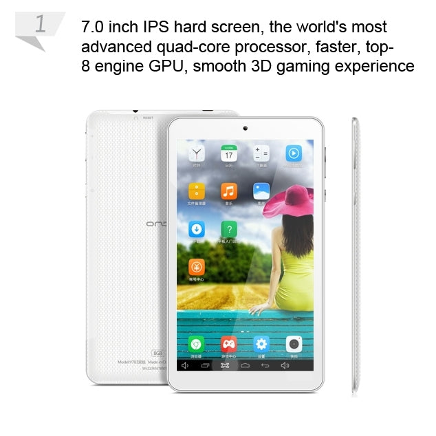 ONDA V701s Tablet PC 8GB, 7.0 inch Android 4.4.2, CPU: Allwinner A33 Quad Core ARM Cortex A7 1.3GHz, CE FCC ROHS WEEE Certification(White)