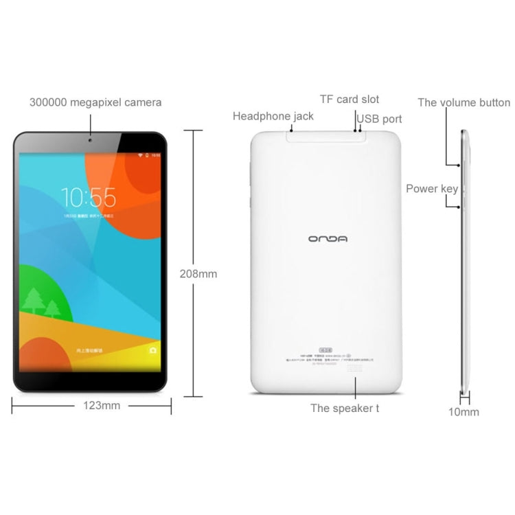 ONDA V801s Tablet PC 16GB, 8.0 inch Android 4.4.2, Allwinner A33 Quad Core ARM Cortex A7 1.3GHz, CE FCC ROHS WEEE Certification