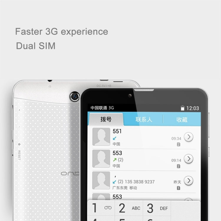 ONDA V719 3G Tablet PC 8GB, 7.0 inch 3G Phone Call Android 5.1, CPU: MTK8321 Quad Core, RAM: 1GB, CE FCC ROHS WEEE Certification(White)