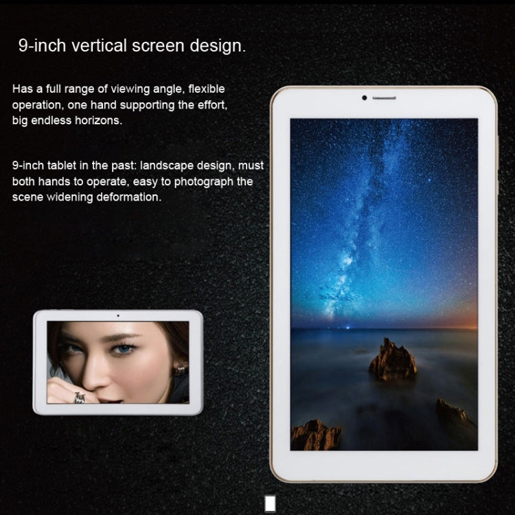 Ampe A91, 9.0 inch, 512MB+8GB, Android 4.2.2, Dual SIM, GPS, GSM&WCDMA(Gold)