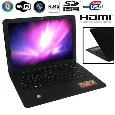 13.3 inch Notebook PC, 1GB+160GB, Windows 7 Intel Celeron CPU J1800 2.41GHz, HDMI, WiFi, LAN(Black)