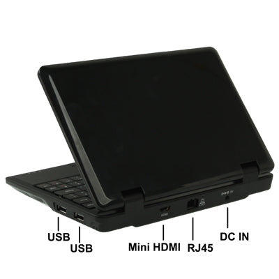 7.0 inch Notebook PC, 512MB+4GB, Android 4.0, VIA WM8880 A9 Dual Core 1.5GHz(Black)