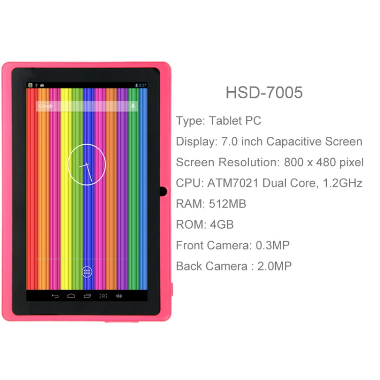 7.0 inch Tablet PC, 512MB+8GB, Android 4.4 Allwinner A33 Quad Core, 1.2GHz