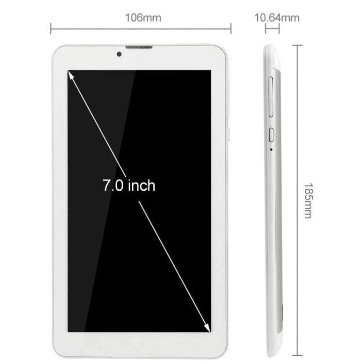 7.0 inch Tablet PC, 1GB+16GB, 3G Phone Call Android 4.4.2, MTK6582 Quad Core up to 1.3GHz, OTG, Dual SIM, GPS, WIFI, Bluetooth