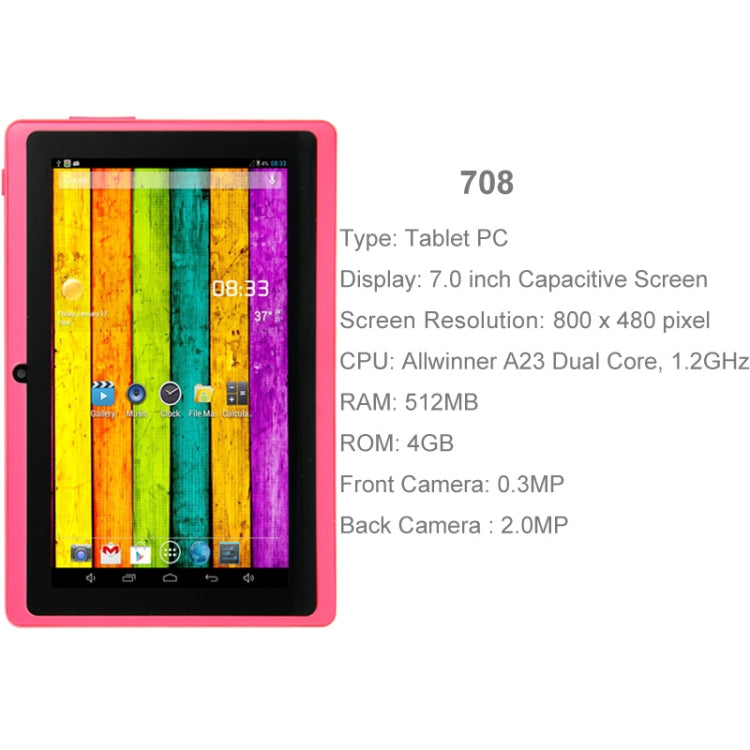 7.0 inch Tablet PC, 512MB+4GB, Android 4.2.2, 360 Degrees Menu Rotation, Allwinner A33 Quad-core, Bluetooth, WiFi