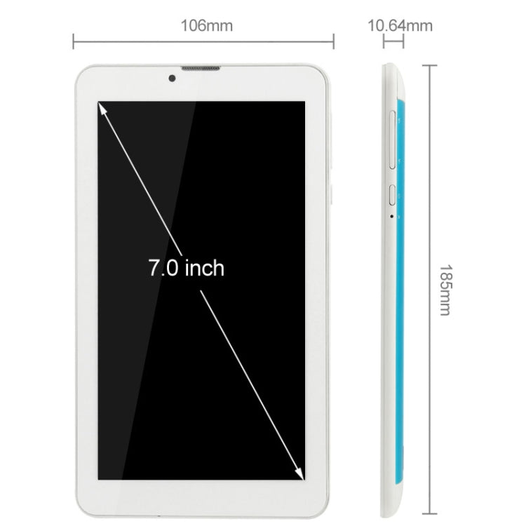 7.0 inch Tablet PC, 1GB+16GB, 3G Phone Call, Android 4.4.2, MTK6582 Quad Core up to 1.3GHz, Dual SIM, WiFi, OTG, Bluetooth