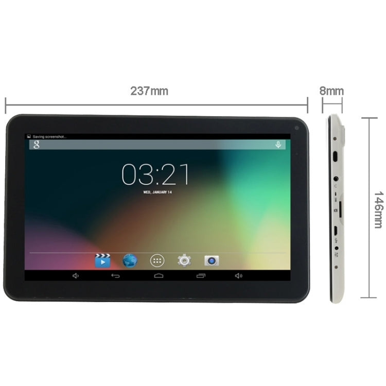 Tablet PC, 9.0 inch, 512MB+8GB, Android 4.4, GLD-13, Allwinner A33 Quad Core, Support WiFi, Bluetooth, TF Card up to 32GB