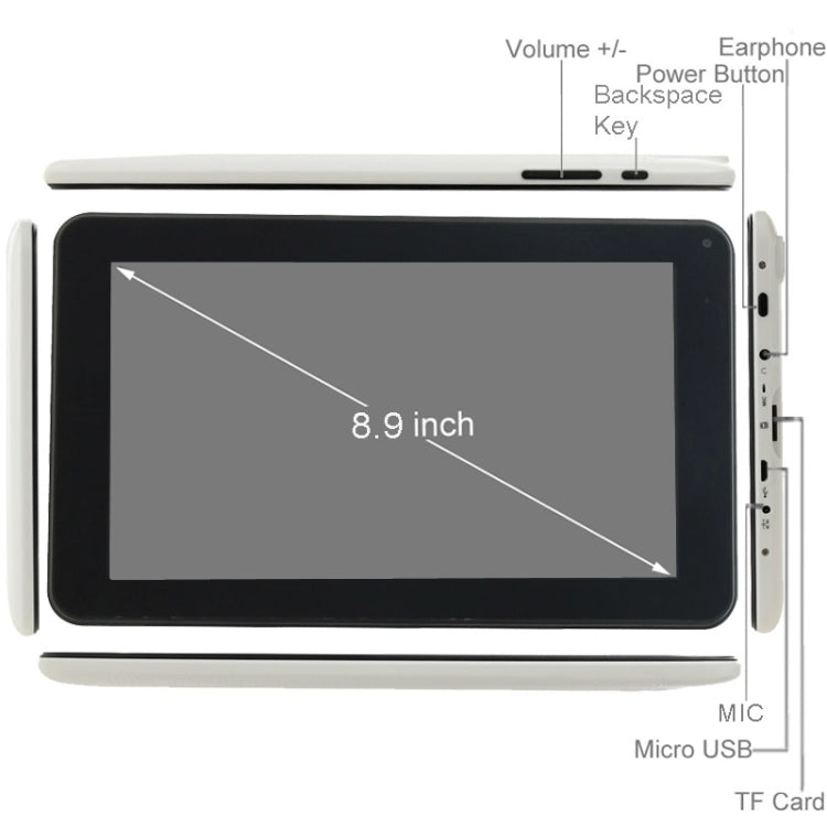 Tablet PC, 9.0 inch, 512MB+8GB, Android 4.4, GLD-13, Allwinner A33 Quad Core, Support WiFi, Bluetooth, TF Card up to 32GB