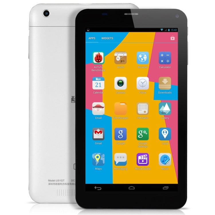 Cube Talk7XS / U51GTS Tablet PC, 7 inch Android 4.2.2, MTK8312 Dual-core 1.3GHz, Dual SIM, Support 3G Call / GPS(White)