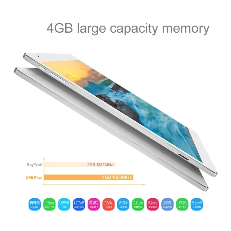 Teclast X98 Plus Dual OS, 4GB+64GB, 9.7 inch Win10 & Android 5.1, CPU: Intel Broadwell Atom x5-Z8300 1.44-1.84GHz
