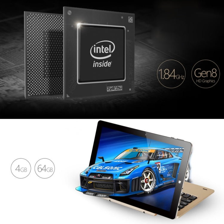 ONDA OBOOK10 Dual OS NetBook, 4GB+64GB, 10.1 inch Windows 10 HOME & Remix OS 2.0, Intel Cherry Trail Atom X5-Z8300 1.44-1.84GHz, CE FCC ROHS WEEE Certification(Gold)