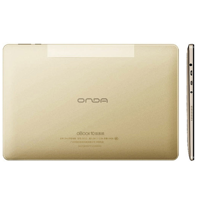 ONDA OBOOK10 Dual OS NetBook, 4GB+64GB, 10.1 inch Windows 10 HOME & Remix OS 2.0, Intel Cherry Trail Atom X5-Z8300 1.44-1.84GHz, CE FCC ROHS WEEE Certification(Gold)
