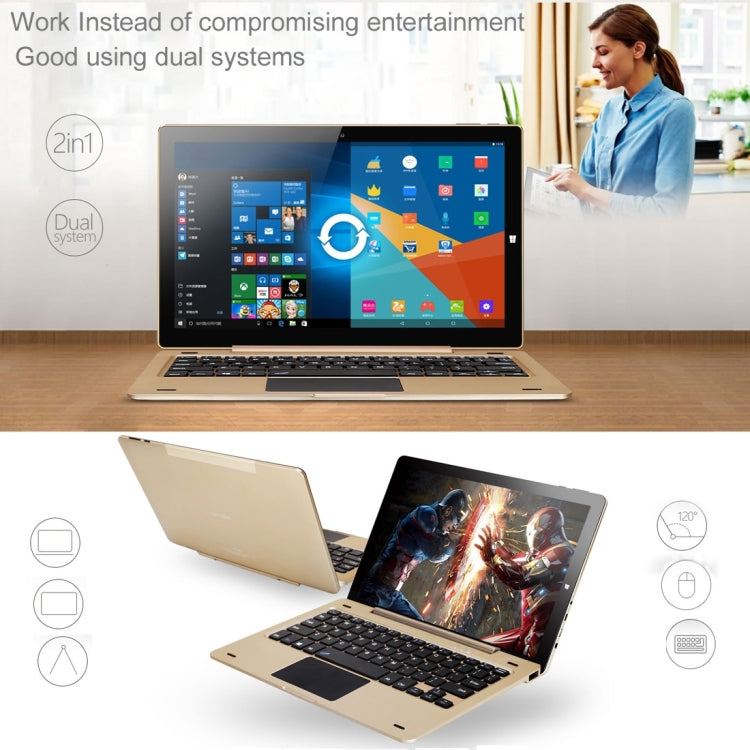 ONDA OBOOK10 Dual OS NetBook, 4GB+64GB, 10.1 inch Windows 10 HOME & Remix OS 2.0, Intel Cherry Trail Atom X5-Z8300 1.44-1.84GHz, CE FCC ROHS WEEE Certification(Gold)