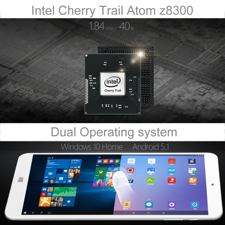 ONDA V820w CH Dual Boot, 2GB+32GB, CE / FCC / ROHS / WEEE Certificated, 8.0 inch, Windows 10 & Android, Intel Cherry Trail Atom z8300 Quad Core up to 1.84GHz, without Google Play