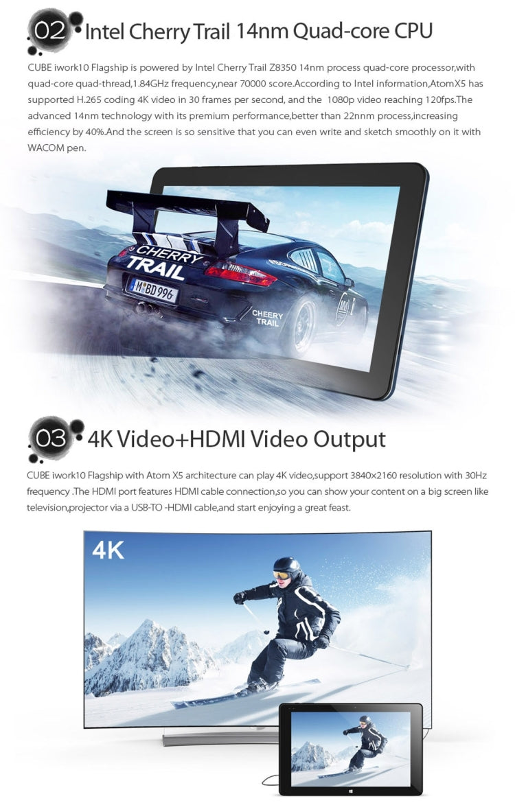 CUBE i15 iwork10 Flagship Dual OS, 10.1 inch, 4GB+64GB, Windows 10 & Android 5.1 Intel Cherry Trail Z8350 Quad-core 1.44-1.8GHz