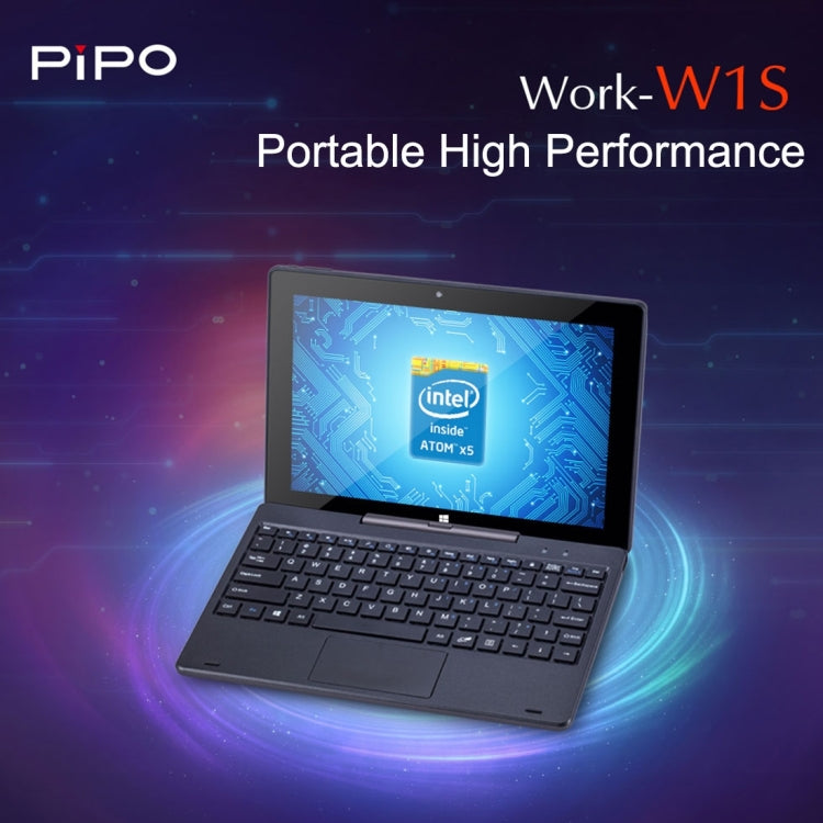 PiPO W1s Dual Boot Tablet PC 32GB, 2 in 1 10.1 inch Windows 10 & Android 5.1 with Keyboard, CPU: Inte l Atom Z8300 Quad Core 1.84GHz, RAM: 2GB(Black)
