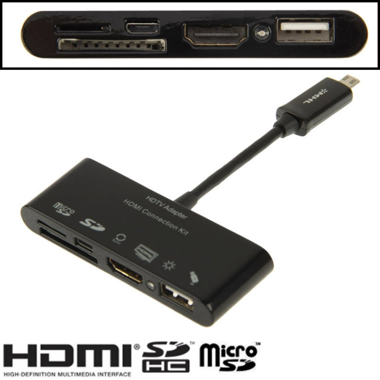 (Full HD 1080P HDMI + USB + Sync + SD / TF Card )  HDMI Connection Kits, Support OTG & Sync Function, For Galaxy Note III / S IV / i9500 / i9300 / N7100 / i9220 / HTC One / M7(Black)