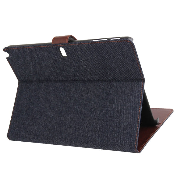 Denim Texture Leather Case with Credit Card Slots & Holder for Galaxy Note 10.1 / P600 (2014 Edition), Black(Black)