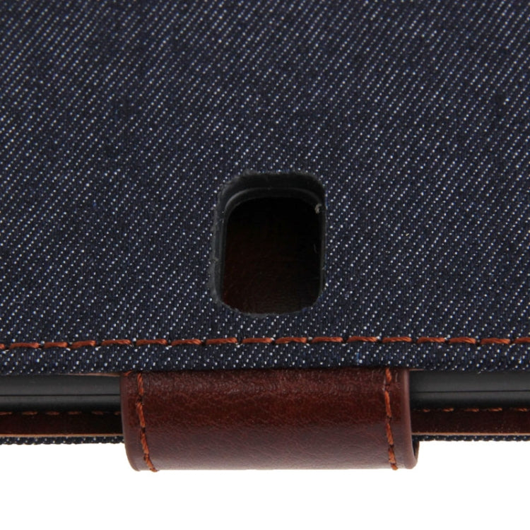 Denim Texture Leather Case with Credit Card Slots & Holder for Galaxy Note 10.1 / P600 (2014 Edition), Black(Black)