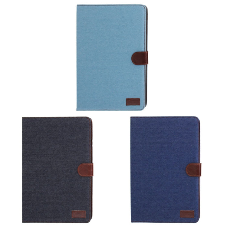 Denim Texture Leather Case with Credit Card Slots & Holder for Galaxy Note 10.1 / P600 (2014 Edition), Black(Black)