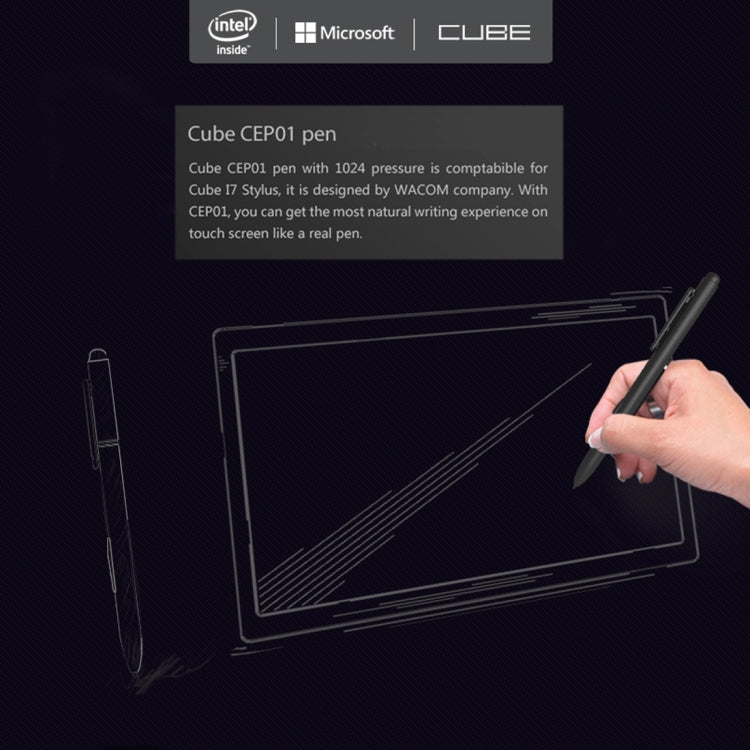 CUBE CEP01 Electromagnetic Pressure-sensitive Pen with Exchangeable Nib Design for CUBE i7 Stylus (S-WMC-3000) & iWork11 Stylus / i8 T(S-WMC-0523D)(Black)