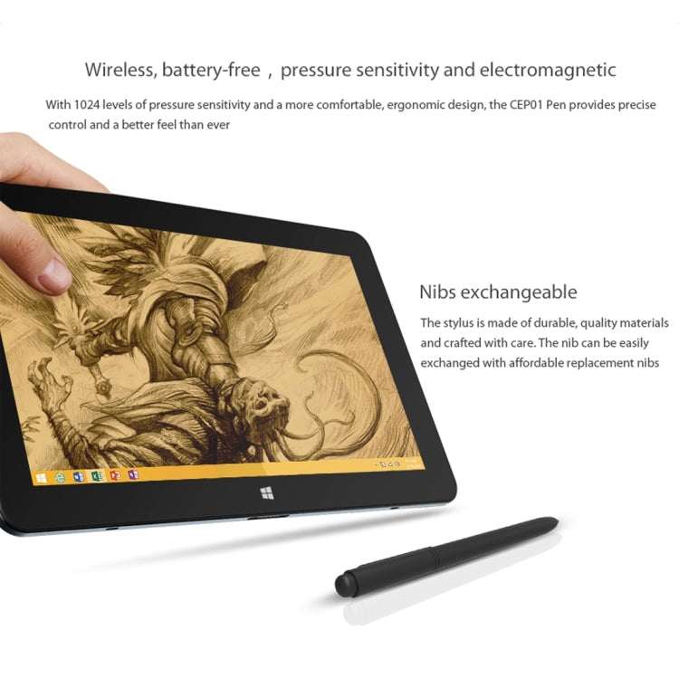 CUBE CEP01 Electromagnetic Pressure-sensitive Pen with Exchangeable Nib Design for CUBE i7 Stylus (S-WMC-3000) & iWork11 Stylus / i8 T(S-WMC-0523D)(Black)