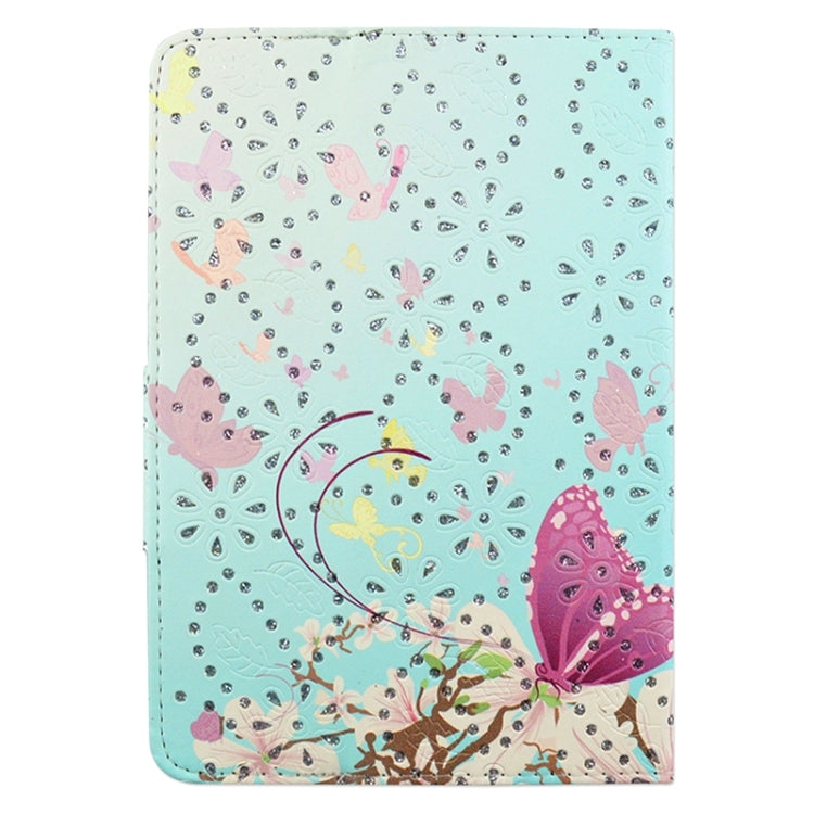 Flower and Butterfly Pattern Diamond Encrusted Leather Protective Case with Holder for 10 inch Tablet PC