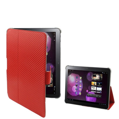 Carbon Skin Style Leather Case with Smart Cover for Galaxy Tab 10.1 / P7510 / P7500