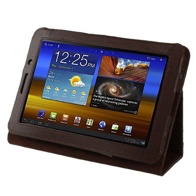 Leather Case with Holder for Galaxy Tab 7.7 / P6800(Brown)