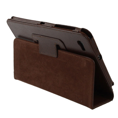 Leather Case with Holder for Galaxy Tab 7.7 / P6800(Brown)