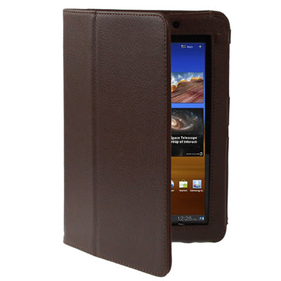 Leather Case with Holder for Galaxy Tab 7.7 / P6800(Brown)