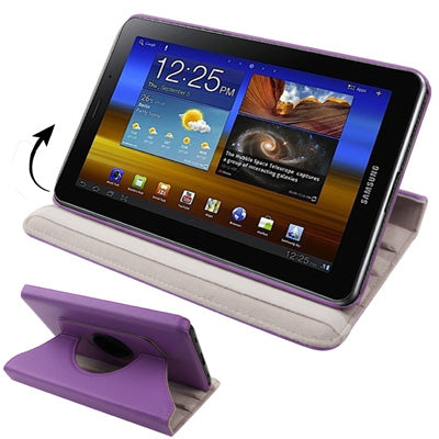 360 Degree Rotation Leather Case with Holder for Galaxy Tab 7.0 Plus / P6200(Purple)