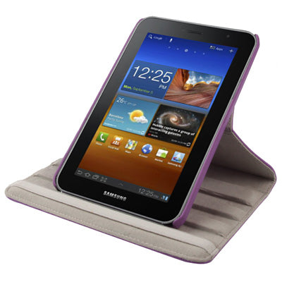 360 Degree Rotation Leather Case with Holder for Galaxy Tab 7.0 Plus / P6200(Purple)
