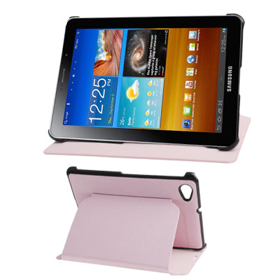 Cross Texture Leather Case with Holder for Galaxy Tab 7.7 / P6800(Pink)