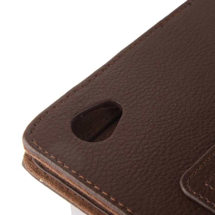 Litchi Texture Leather Case with Holder for Galaxy Tab 7.7 / P6800(Brown)