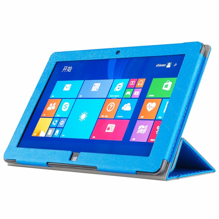 Fashionable Horizontal Flip Steel Wire Texture Magnetic Leather Case with Three-folding Holder for Cube I10GT(Blue)