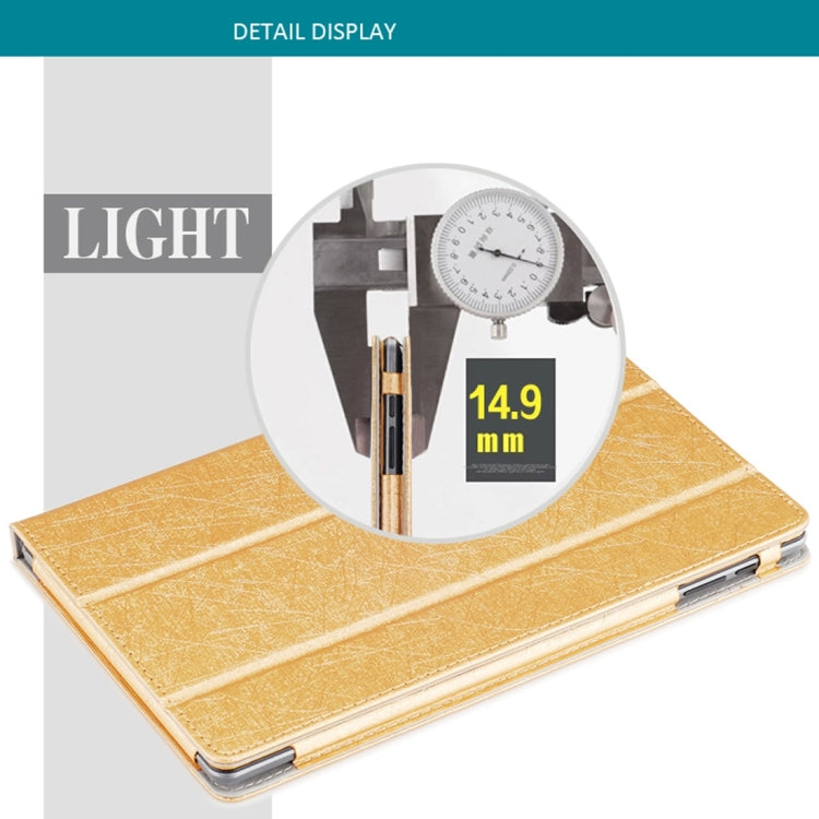 Fashionable Horizontal Flip Steel Wire Texture Magnetic Leather Case with Three-folding Holder for Cube I10GT(Blue)