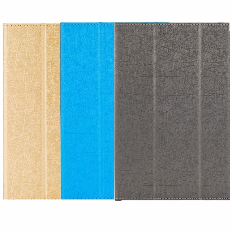 Fashionable Horizontal Flip Steel Wire Texture Magnetic Leather Case with Three-folding Holder for Cube I10GT(Blue)