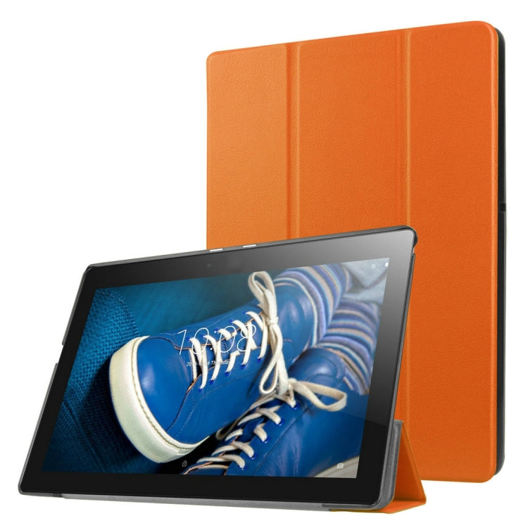 Custer Texture Horizontal Flip Solid Color Leather Case with Three-folding Holder for Lenovo TAB 2 A10-30 X30F, 10.1 inch