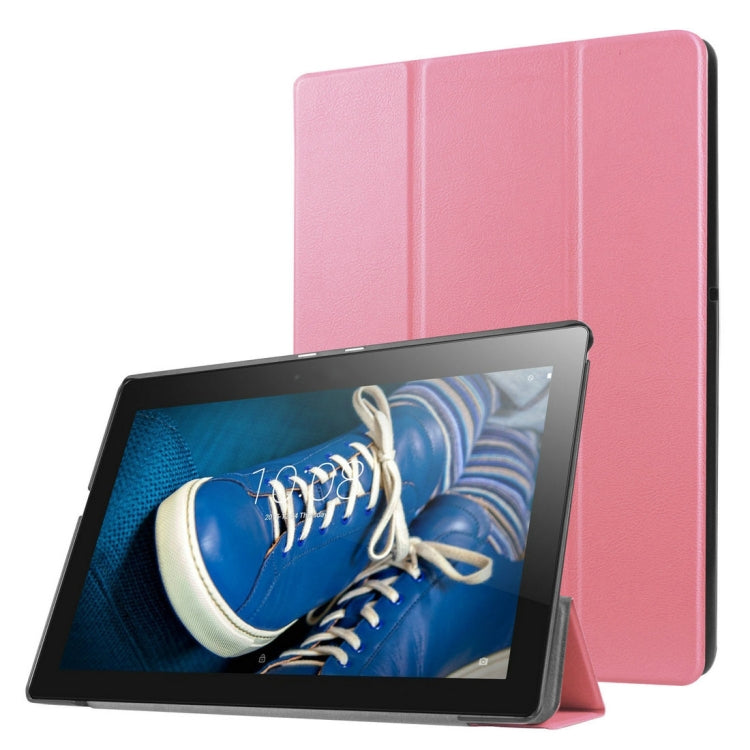 Custer Texture Horizontal Flip Solid Color Leather Case with Three-folding Holder for Lenovo TAB 2 A10-30 X30F, 10.1 inch