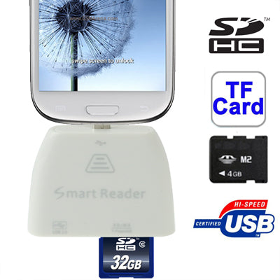 Micro USB Smart Card Reader for Galaxy S III /i9300 ,Galaxy Note /i9220 ,Galaxy Note 2 /N7100 , Galaxy S II /i9100 /  Galaxy S IV / i9500 Epic Touch 4G(White)